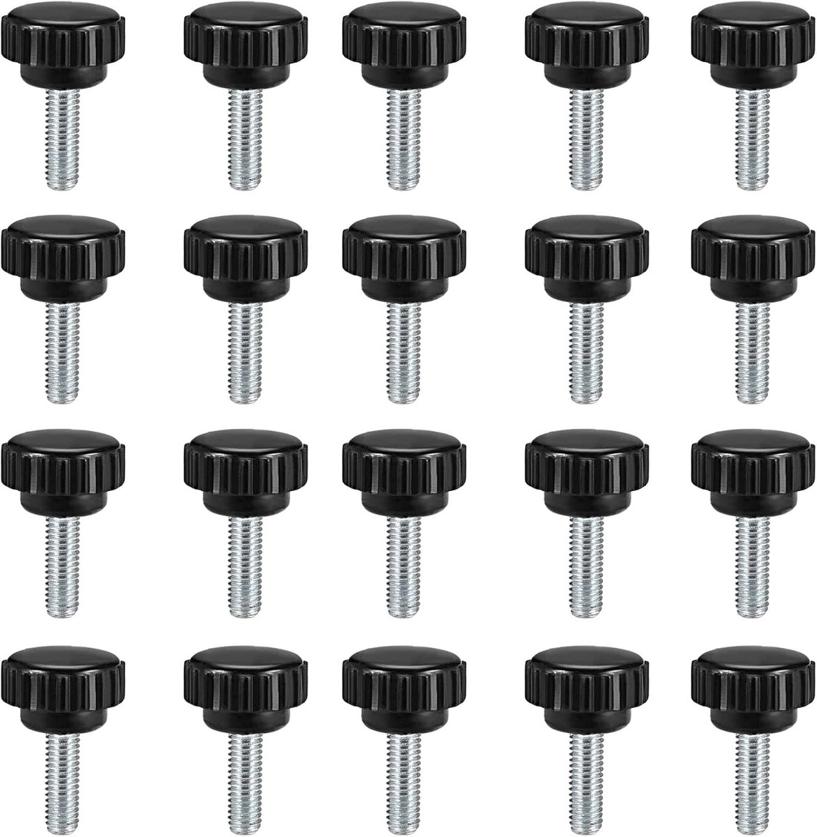 Dailygoods- Klemknoppen 20 Stuks - M6 Schroefnoppen - Gekartelde Hoofd - Draadlengte 15mm - Diameter 20mm - Comfortabele Grip - Schroefknop
