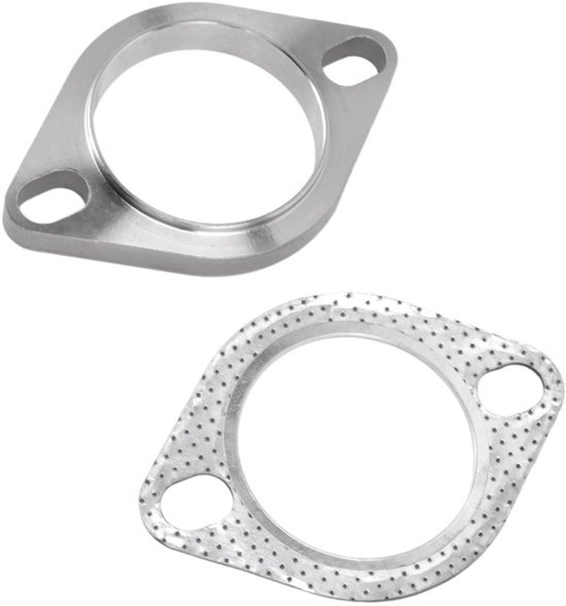 Dailygoods- Uitlaatflens Universeel - 2 Stuks - Roestvrij Staal - Afdichtset - Hoge Temperatuurbestendigheid - Verbeterd Rijcomfort - Uitlaatverbinding