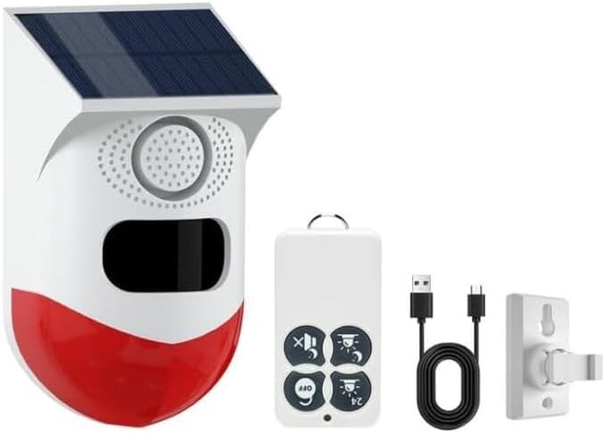Bewegingssensor, alarm, bewegingssensor voor buiten, met afstandsbediening, 120 dB, infraroodsensor, bereik 12 m/110 graden, IP67 waterdicht, alarmsysteem voor garage, boerderij, tuin, binnen