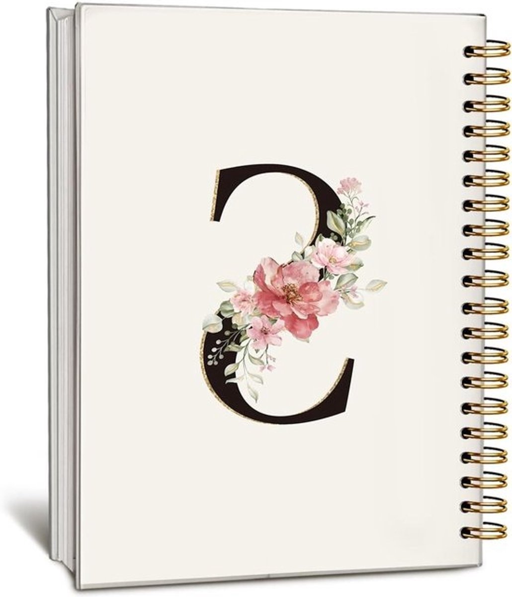 Gepersonaliseerd Notitieboek - Bloemen Monogram Journal - Ideeën Vastleggen - Solide Hardcover - 125 x 213 cm - Roze Bloem
