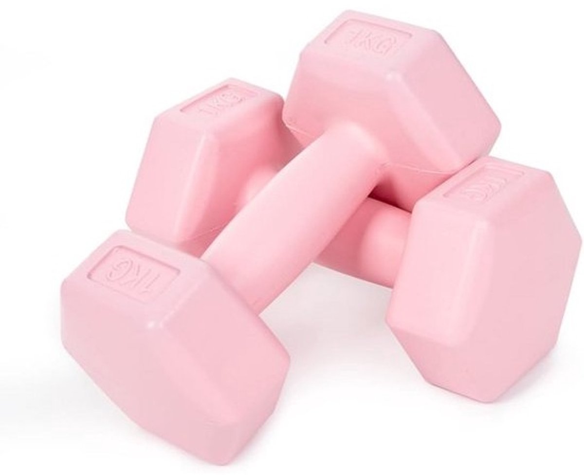 Set van 2 halters - zeshoekig, antislip - 1 kg tot 4 kg - voor fitness, pilates en krachttraining