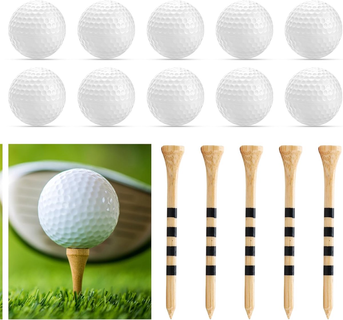 20 stuks golfballen, trainingsballen, golfballen, trainingsballen, 42 mm met 5 x 83 mm golfnagels, golfballen van schuim voor indoor of outdoor training
