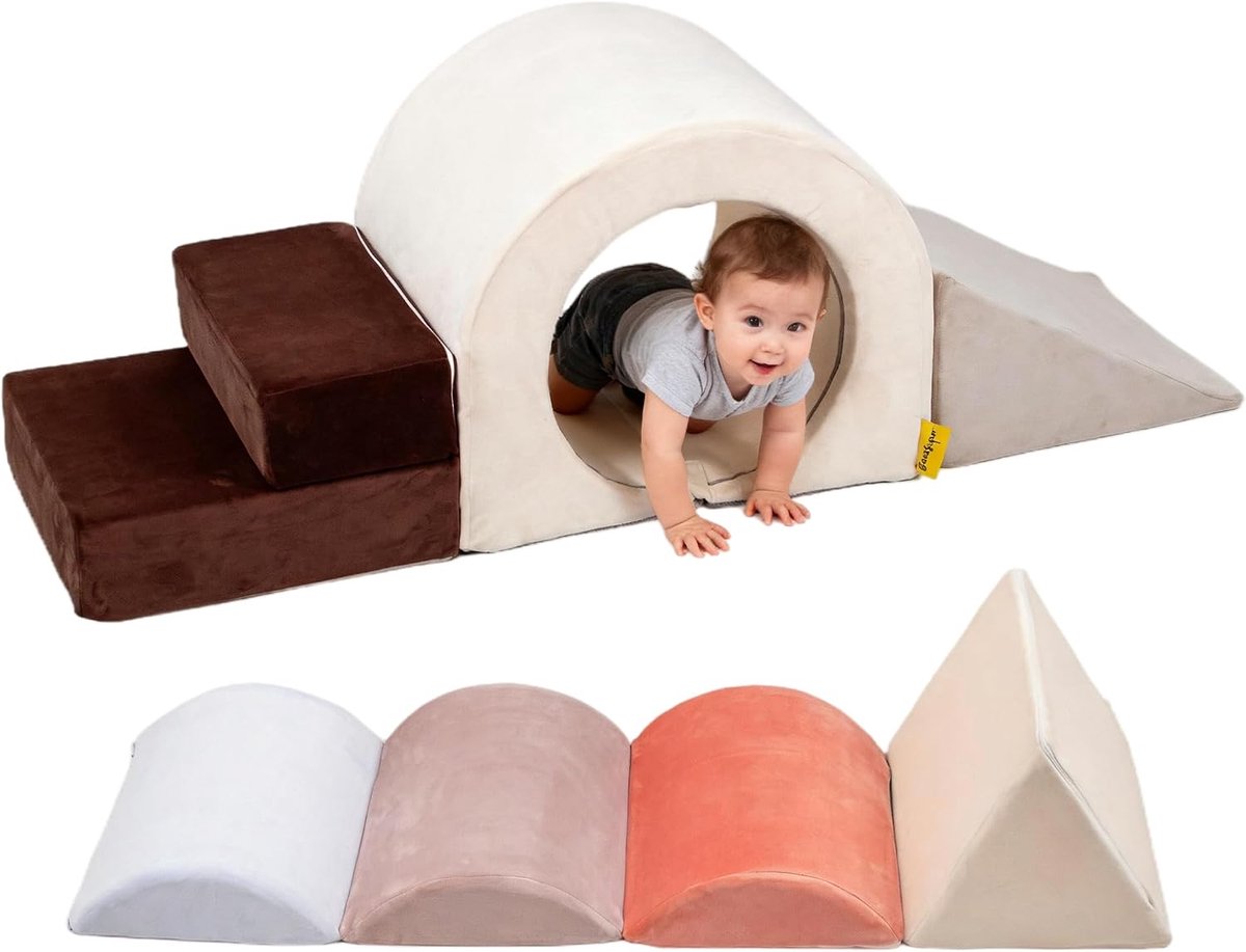 Zachte Klimblokken voor Kinderen - 5-Delige Schuim Speelset - Indoor Klim- en Kruipparcours - Antislip - Afneembare Hoes