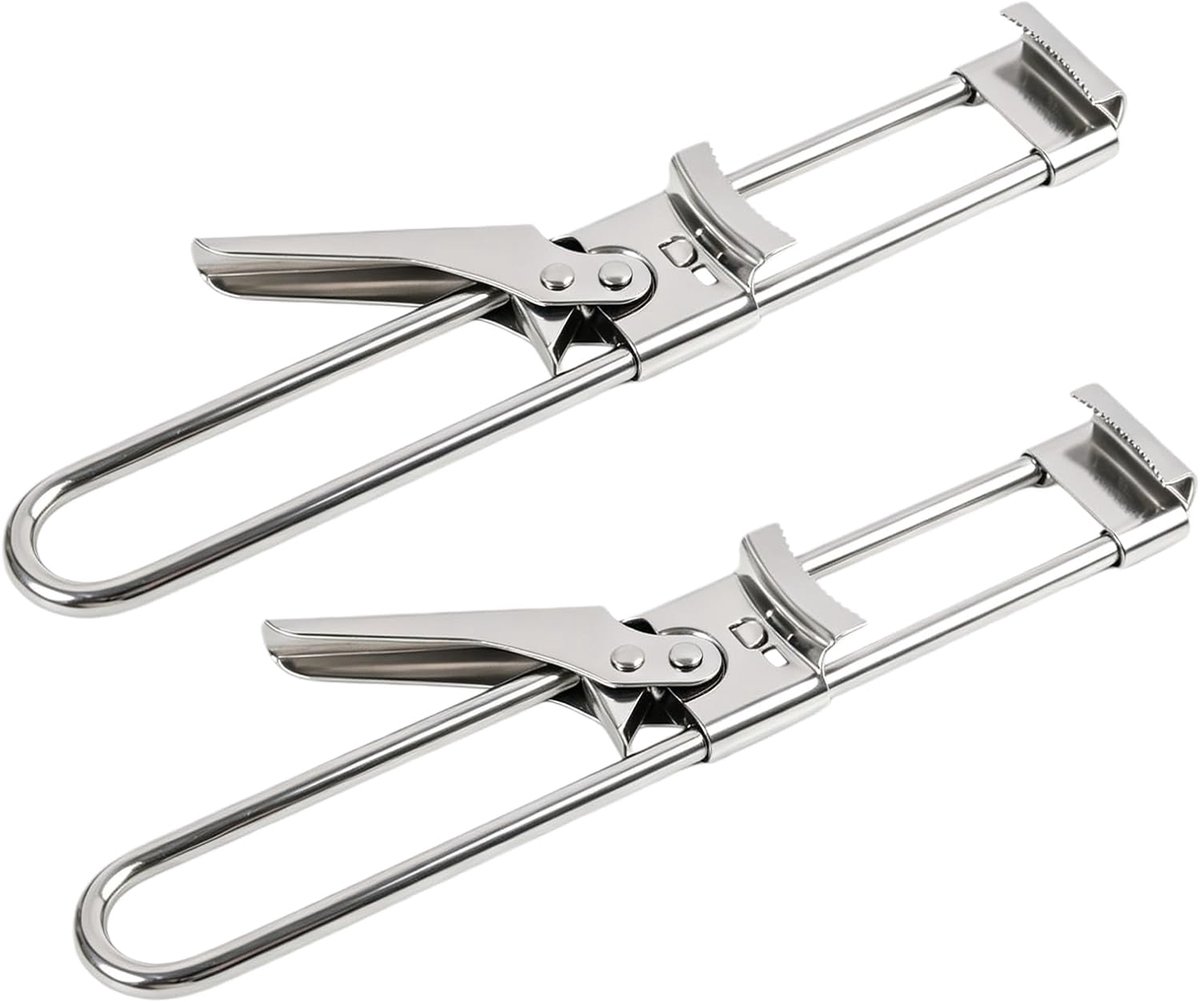2 stuks multifunctionele roestvrijstalen flesopener, verstelbaar, opener voor blikken en potten zonder handmatige inspanning, duurzaam keukenaccessoire voor jampotten en flessen