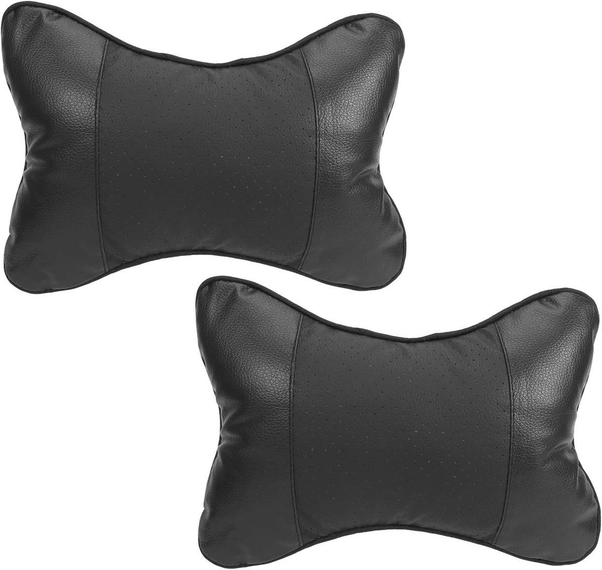 Set van 2 hoofdsteunen voor de auto, neksteun van PU-leer met verstelbare riem, ademend traagschuim, voor autorijden, reizen, pendelen en dagelijks gebruik, 24 x 18 cm