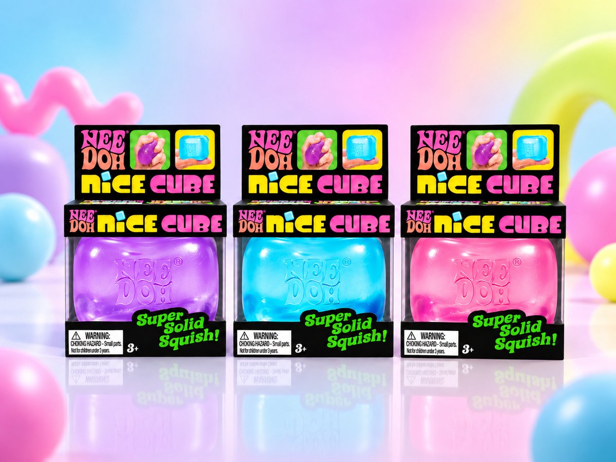 NeeDoh® Nice Cube – Squishy – Blauw – Fidget Speelgoed – Anti-Stress Knijp Speeltje