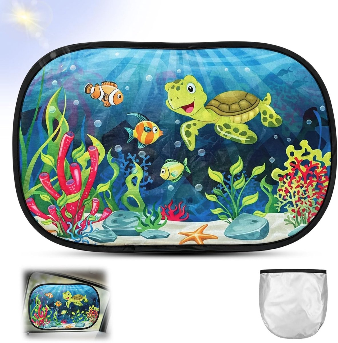 Zijruit, set van 2 autozonwering voor kinderen, met sterke zuignap, 51 x 31 cm, autozonwering voor ramen en ruiten