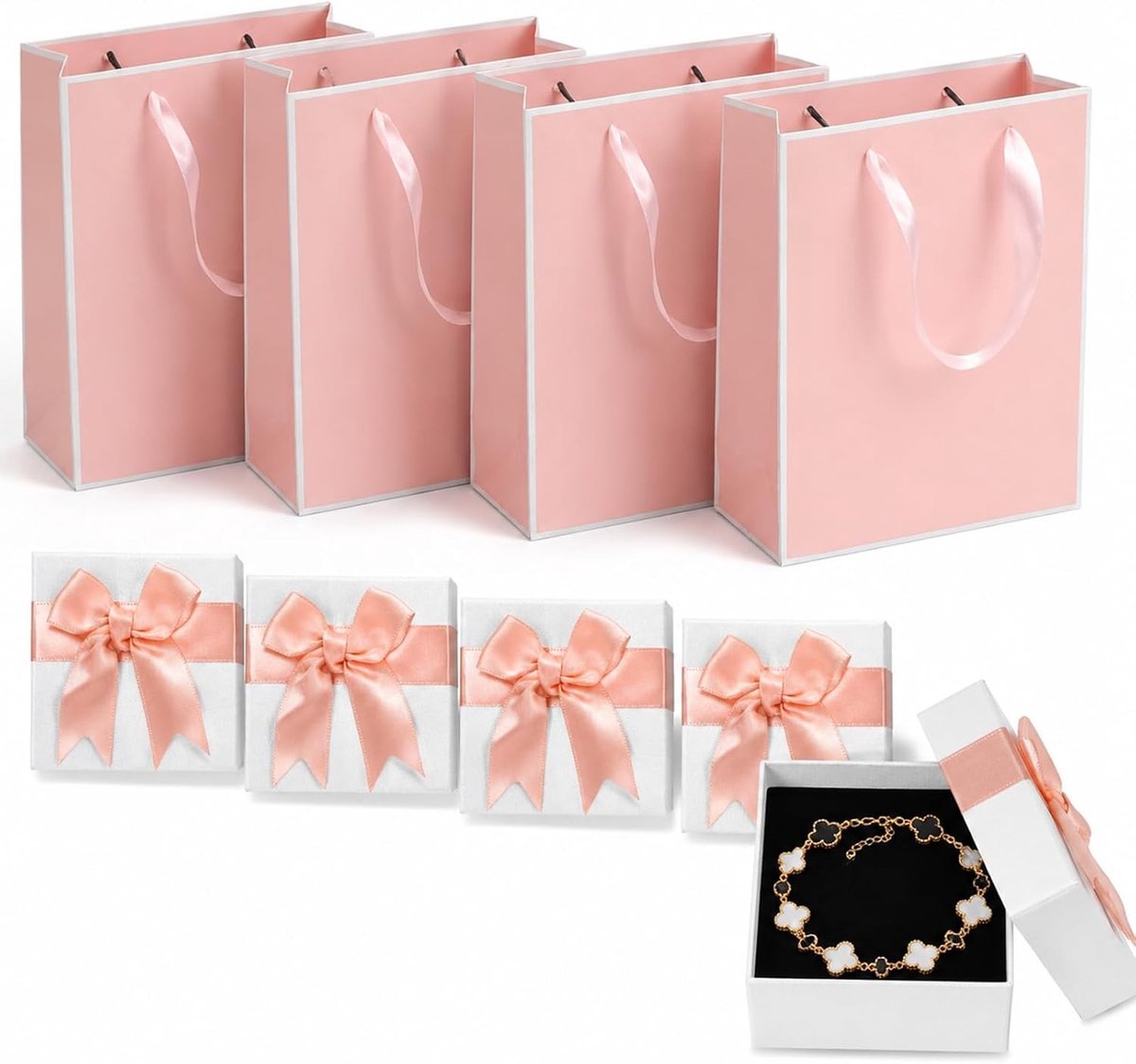 Cadeaudoosjes - Roze - 7 x 7 x 3.5 cm - Luxe Sieradendoosjes met Schuiminlay - Voor Sieraden en Cadeaus