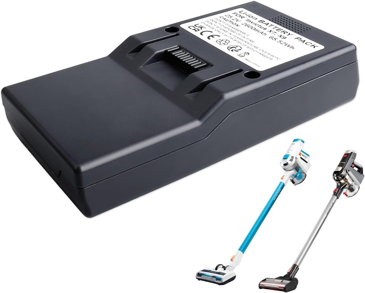 2600 mAh stofzuigeraccu, compatibel met Genius Invictus X7, X7-01, X9, X9-01, A8, A9, 101904370, reservebatterij voor stofzuiger (25,2 V/65,52 Wh)