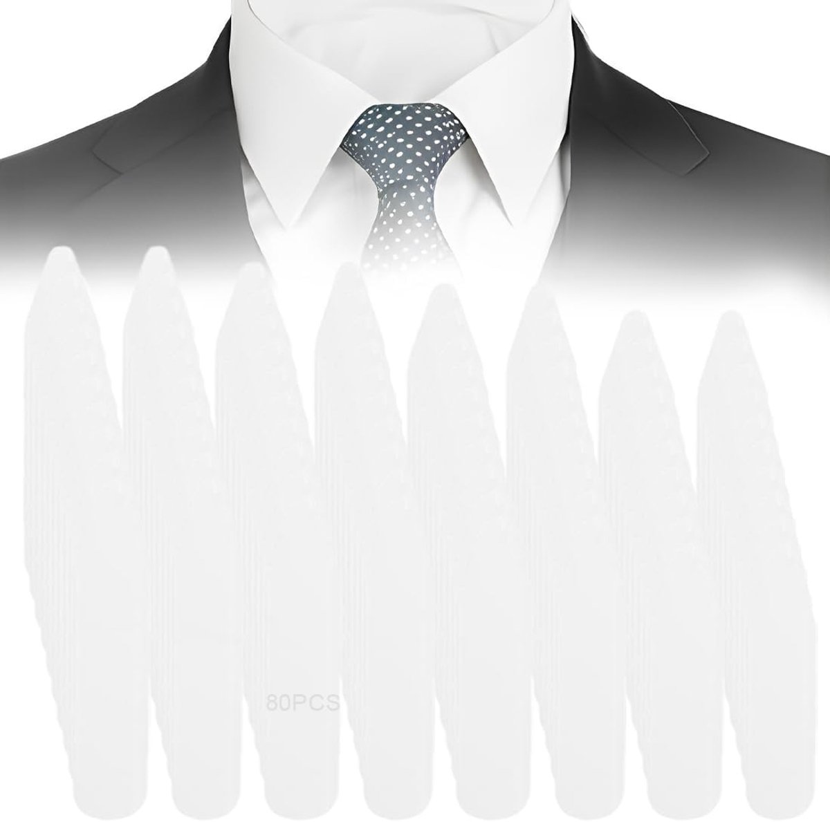 Dailygoods- Plastic Kraag 80 Stuks - Duurzaam - Milieuvriendelijk - Diverse Maten 4-7 cm - Houdt Vorm - Voor Herenoverhemden - Hemdkraag