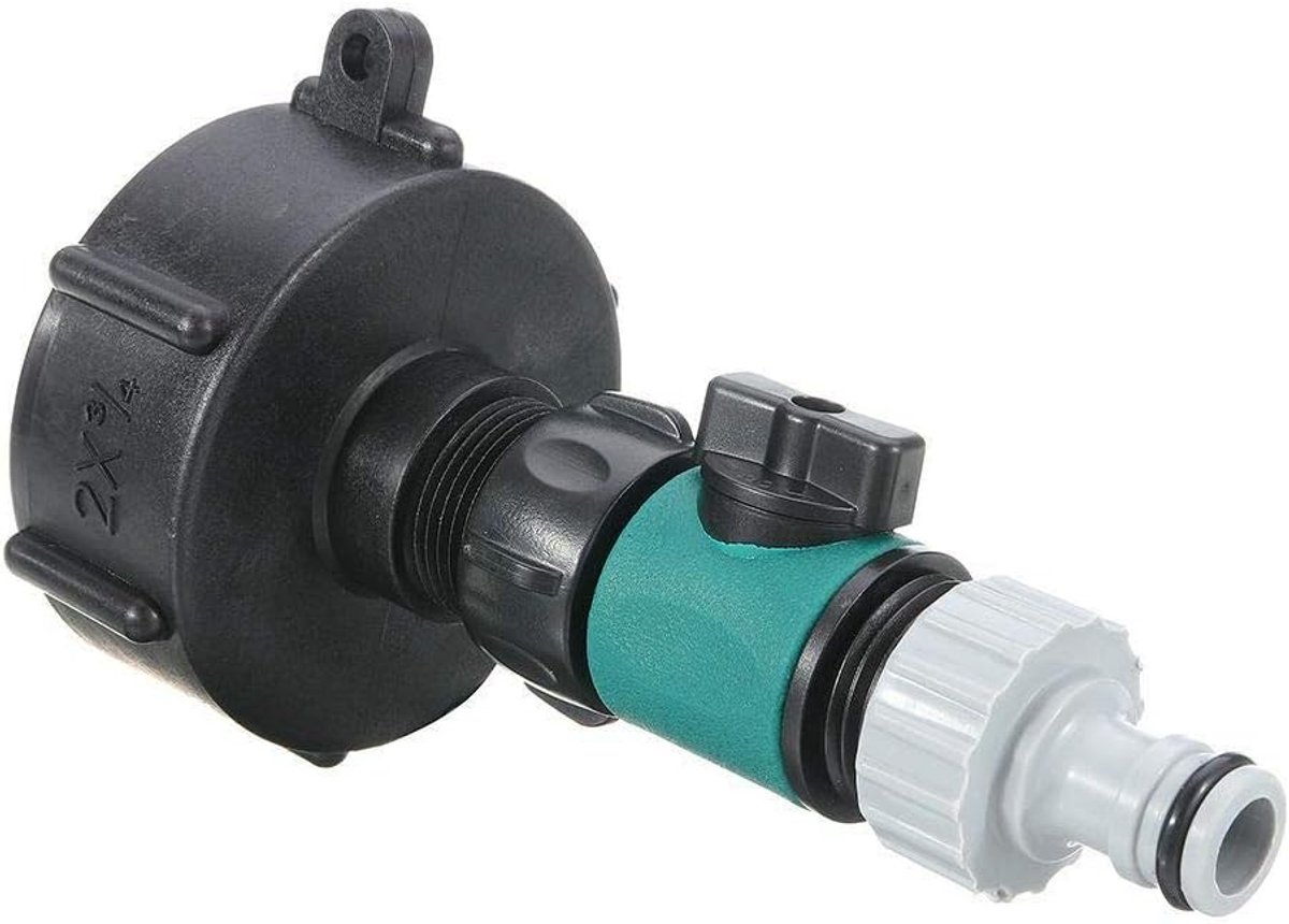 Tank Adapter, 1 st Valve Adapter Connector IBC S60X6 Watertank Outlet Fitting 60mm met Tap Valve