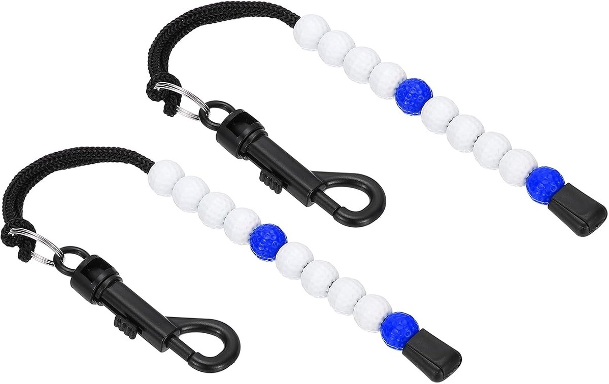 Golfkralen, scoreteller, set van 2 golfslagteller kralen met clips, golfaccessoires voor vrouwen, mannen, golfslagen tellen, wit/blauw