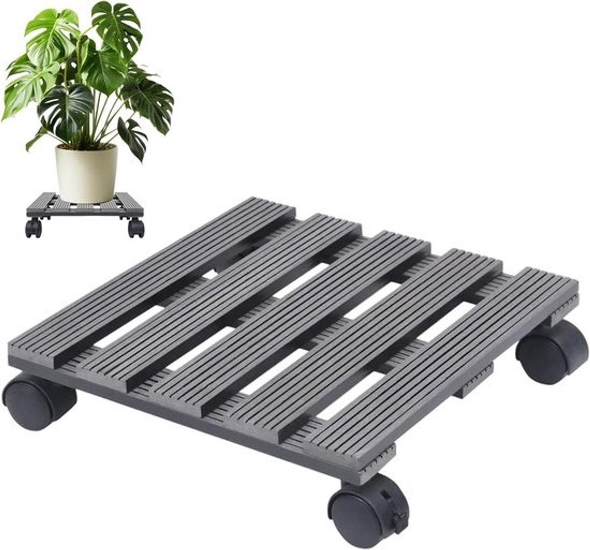 Plantenstandaard op wielen - Rolplantenbak bloem - Planten verplaatsen - Zware planten dragen - 35 x 35 x 10 cm