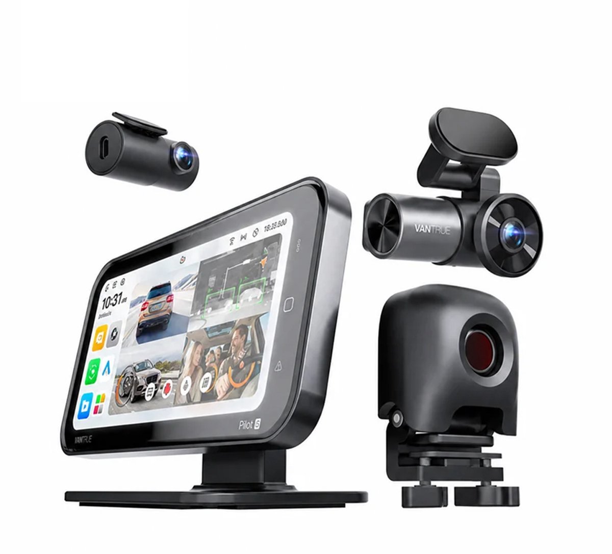 Vantrue Pilot 2 Volledig Systeem Dashcam – 's Werelds eerste dashcam met thermische beeldvorming, 2K+1080P+2K+Thermische lens, 4 kanalen 360°, CarPlay en Android Auto, 24/7 parkeermodus