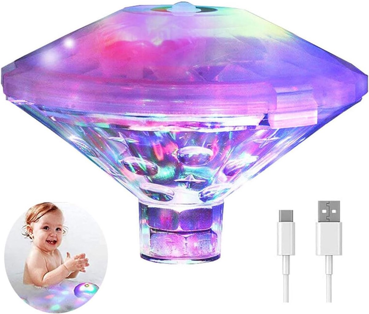 drijvende zwembad led badkuip lampen, whirlpool verlichting, oplaadbare zwembadverlichting voor badkamer, disco, vijver, kinderen, badspeelgoed, 7 modi