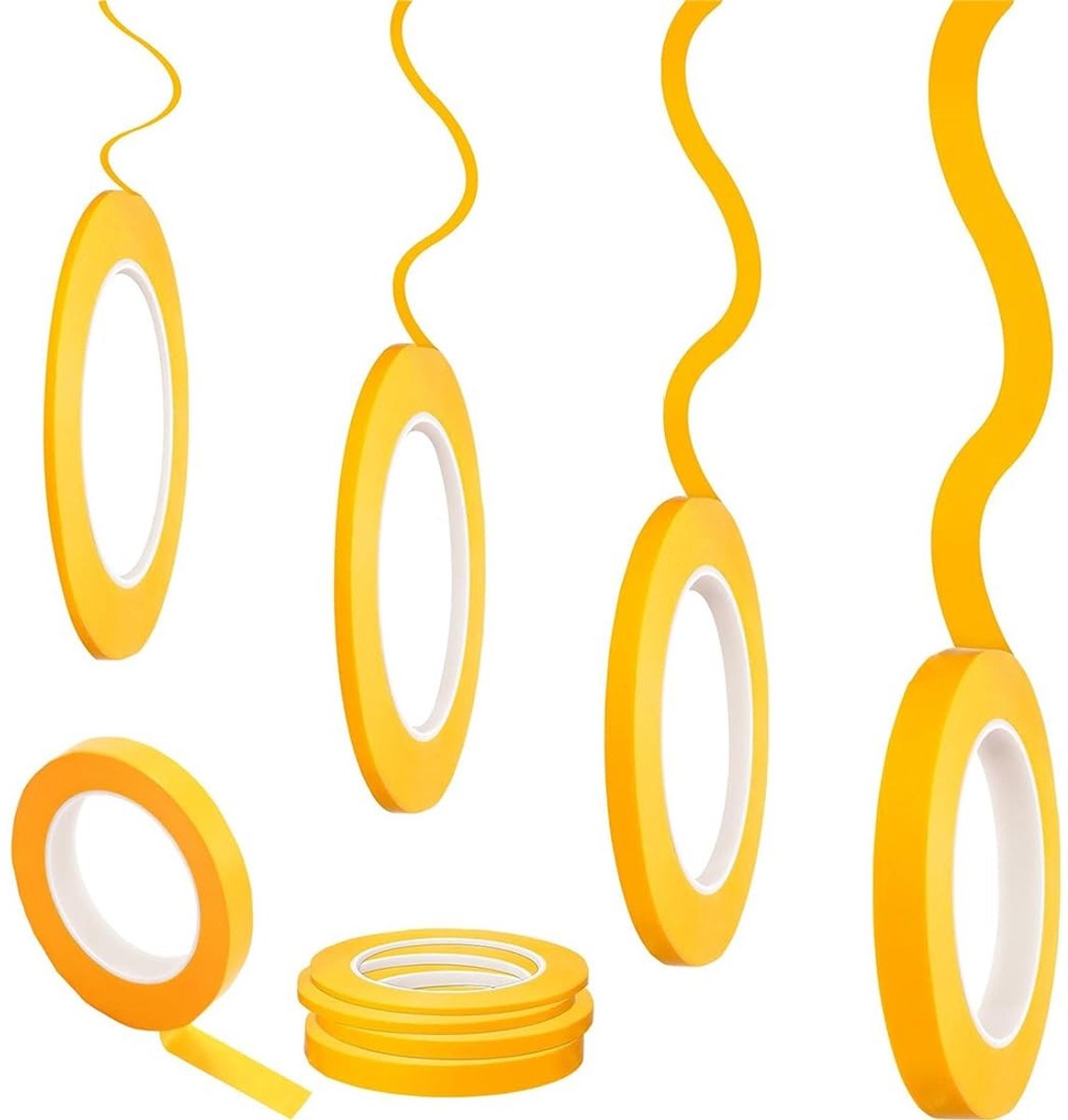 Maskingtape Set van 4 Rollen, Dunne Plakband voor Schilderen, Knutselen, Decoratie en Kantoorgebruik, 2/3/6/10 mm x 66 m