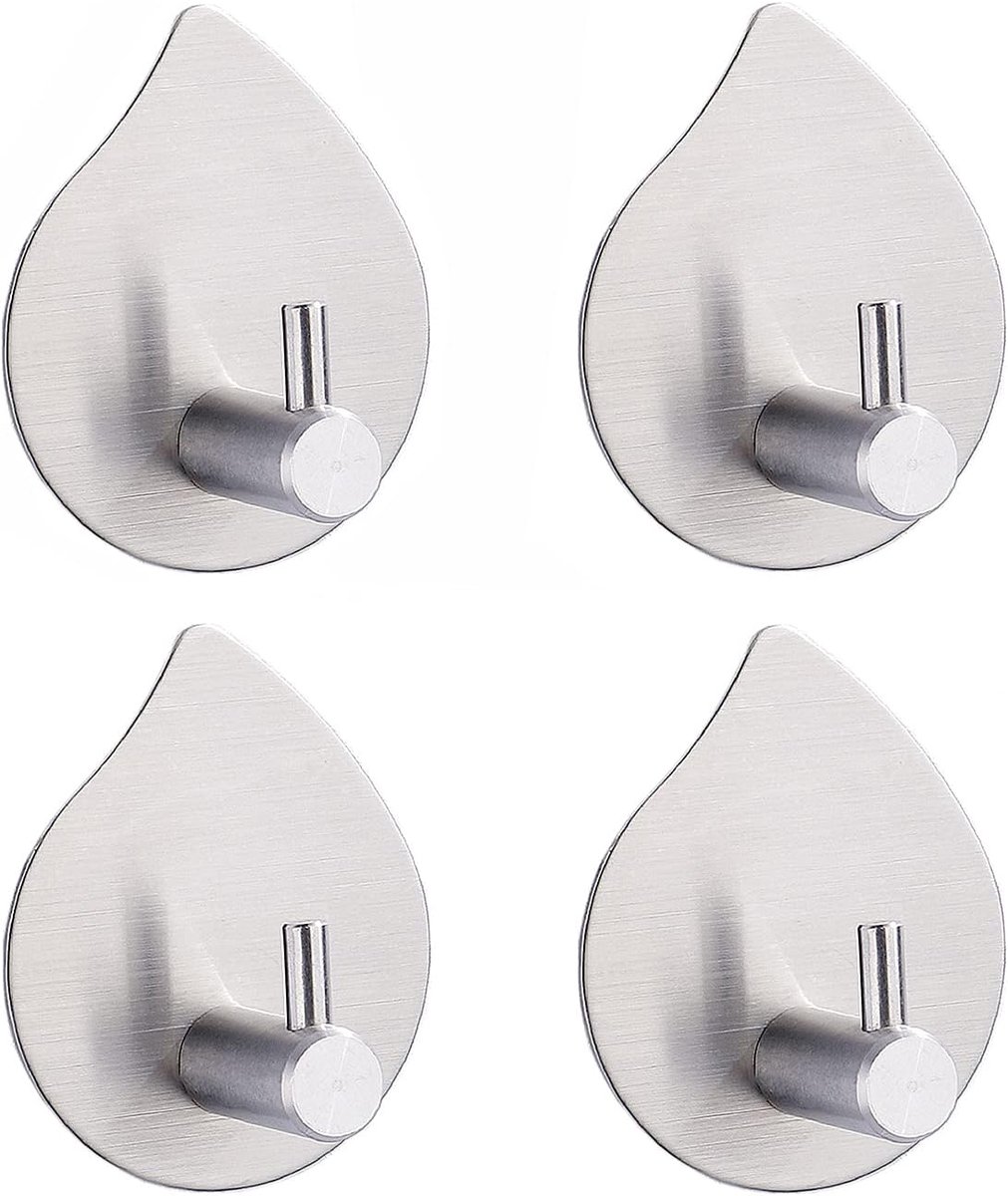 Dailygoods- Zelfklevende Haken Heavy Duty - Roestvrij Stalen Haken - Wandhaken voor Jas/Handdoek - 4-Packs - Waterdicht - Sterke Zelfklevende Achterka