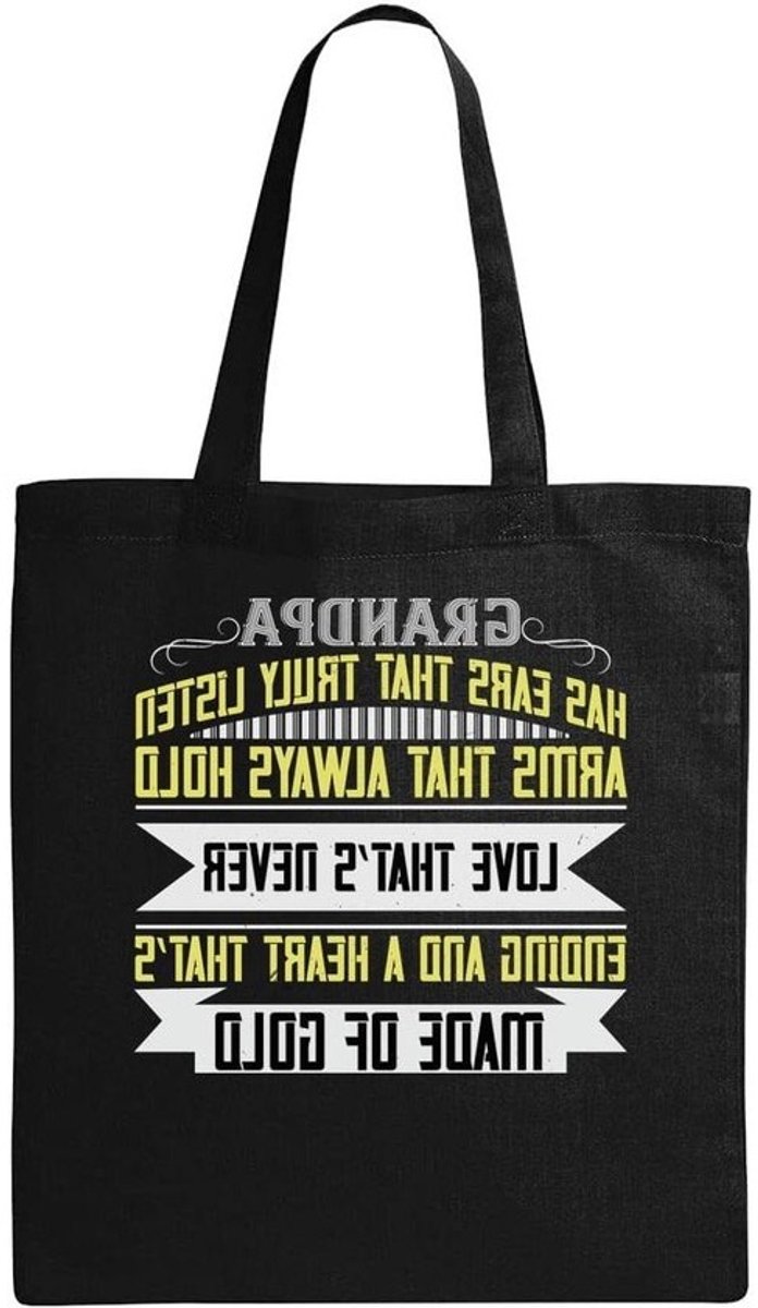 Draagtas Katoen - Boodschappentas Ecologisch - Boodschappen Doen - Versterkte Handgrepen - 100g - Zwart