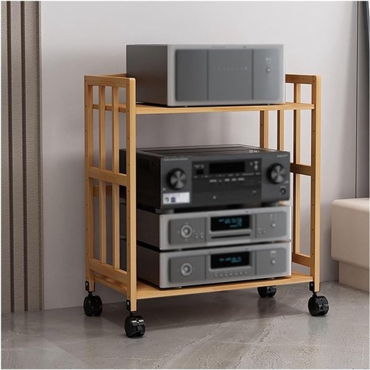 Opbergkast Audio Video - Multimediaconsole Rek - Apparatuur Organiseren - Verstelbare Legplanken - 60 cm breed - Zwart