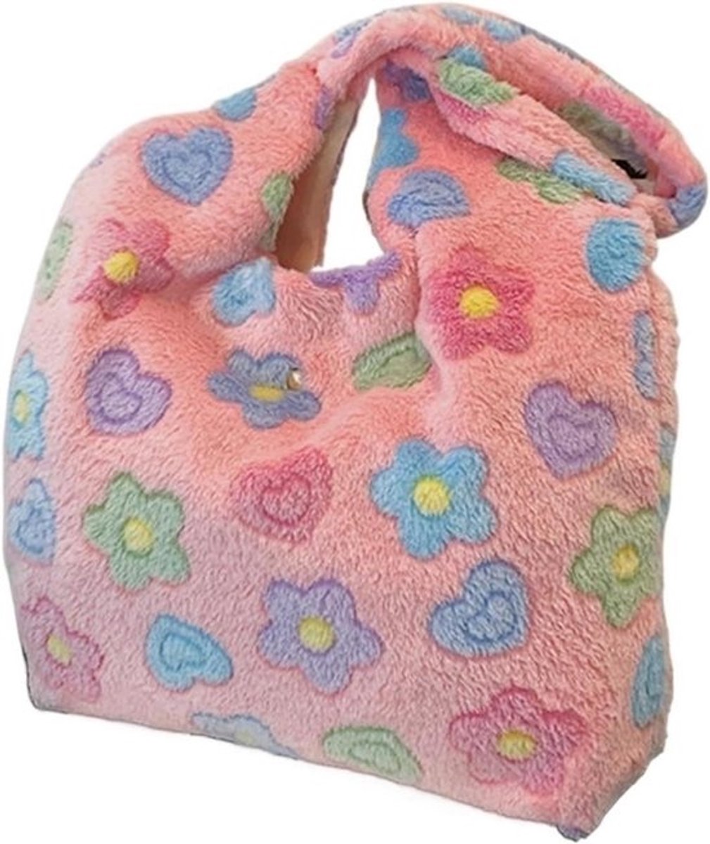 Pluche Handtas Vrouwen - Schoudertas Tote - Dagelijks Gebruik - Bloemenpatroon Ontwerp - 38 cm Breed - Niet gespecificeerd
