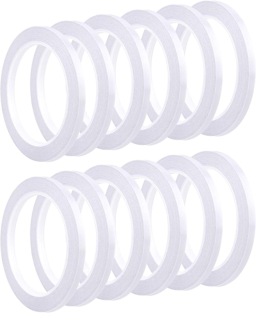 Dailygoods- Dubbelzijdig Plakband Set van 12 Rollen - 6mm x 20 Meter - Sterk Plakband - Ambachtelijke Tape - Voor Naaien/Knutselen - Geschikt voor DIY