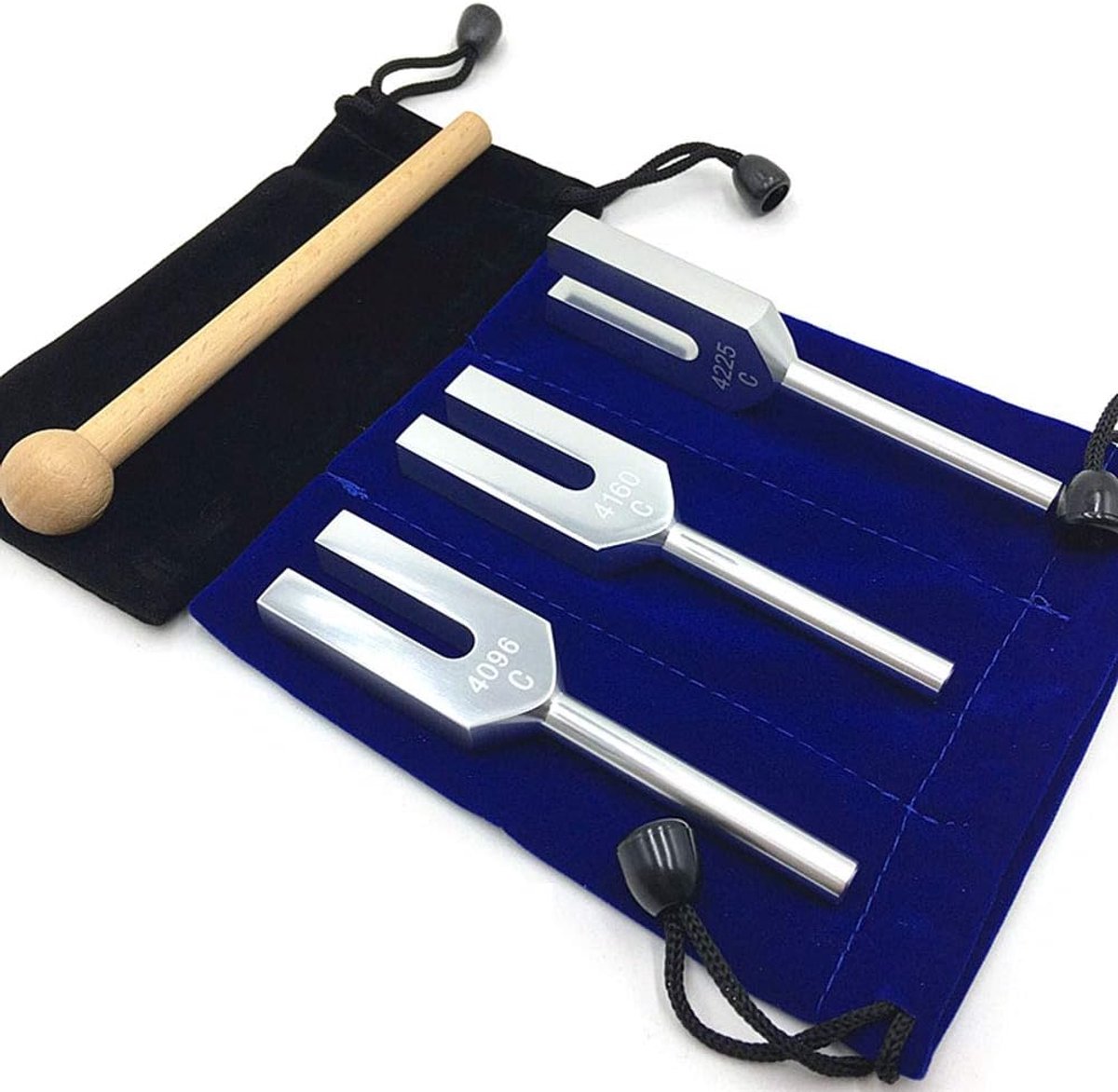 Dailygoods- Stemvorken Set 4096Hz - Robuust Aluminium - Helder Geluid - Hamer - Opbergtas - Licht en Duurzaam - Geluidstuning