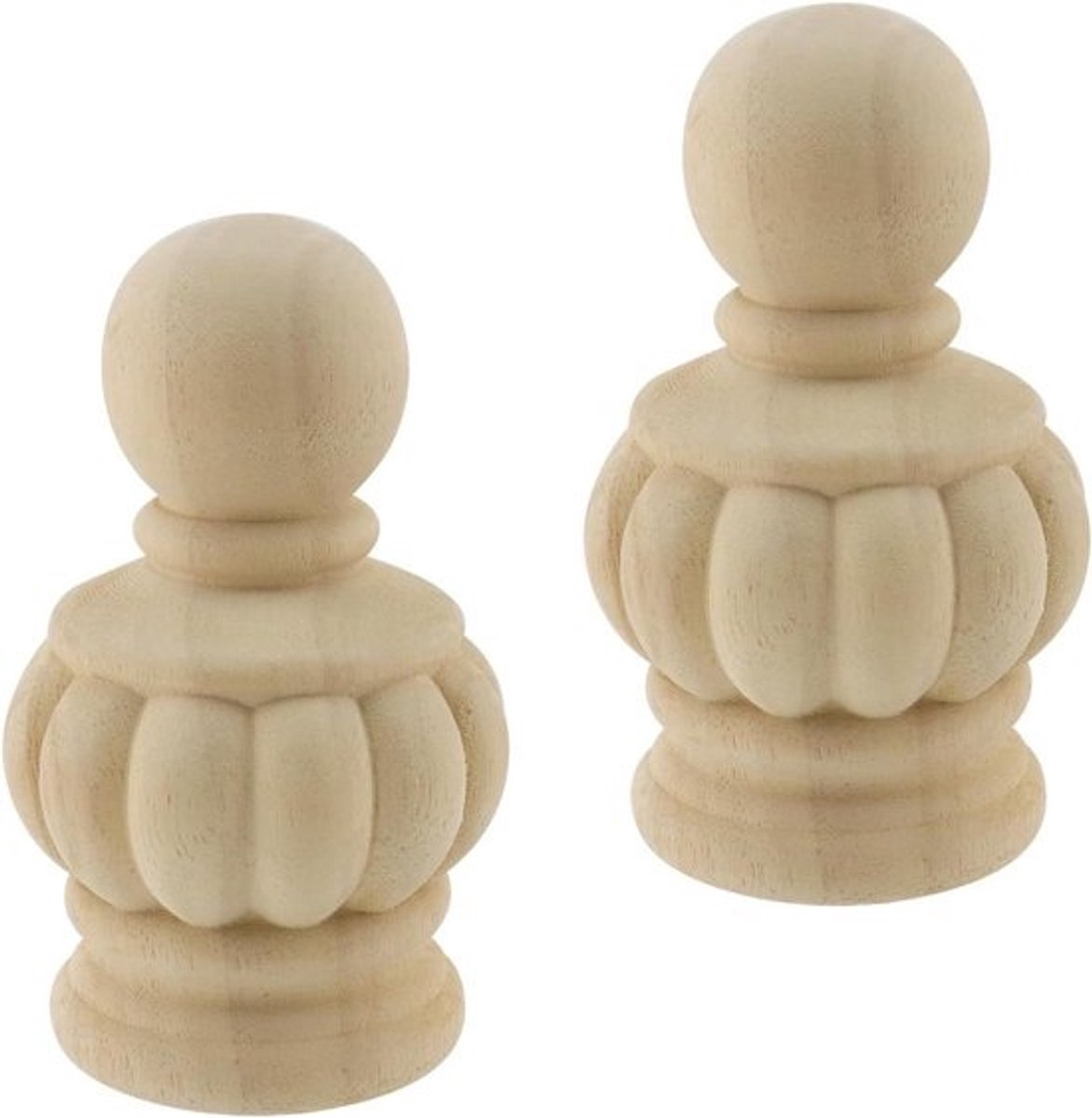 Decoratieve Houten Eindstukken - Houten Sierstukken - Meubels Verfraaien - Onbehandeld Massief Hout - 6.6x13.2 cm - Houtkleur