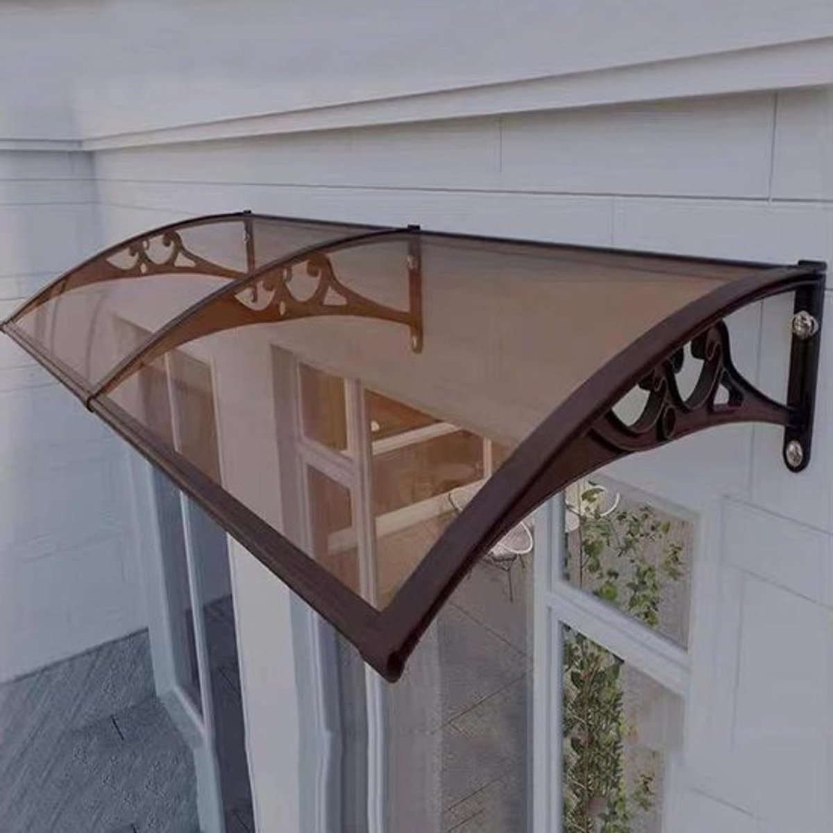 Deurluifel - Voordeur Luifel Raamluifel - Huis Beschermen - Slagvast Polycarbonaat - 80x110cm - Bruin