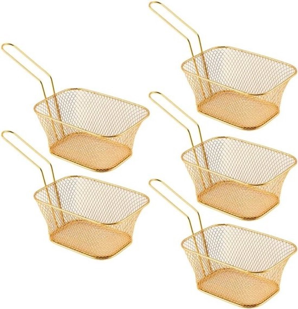 Frituurmand Vierkant - Snack mand - Bijgerechten Maken - Corrosiebestendig Materiaal - Groot formaat - Goudkleurig