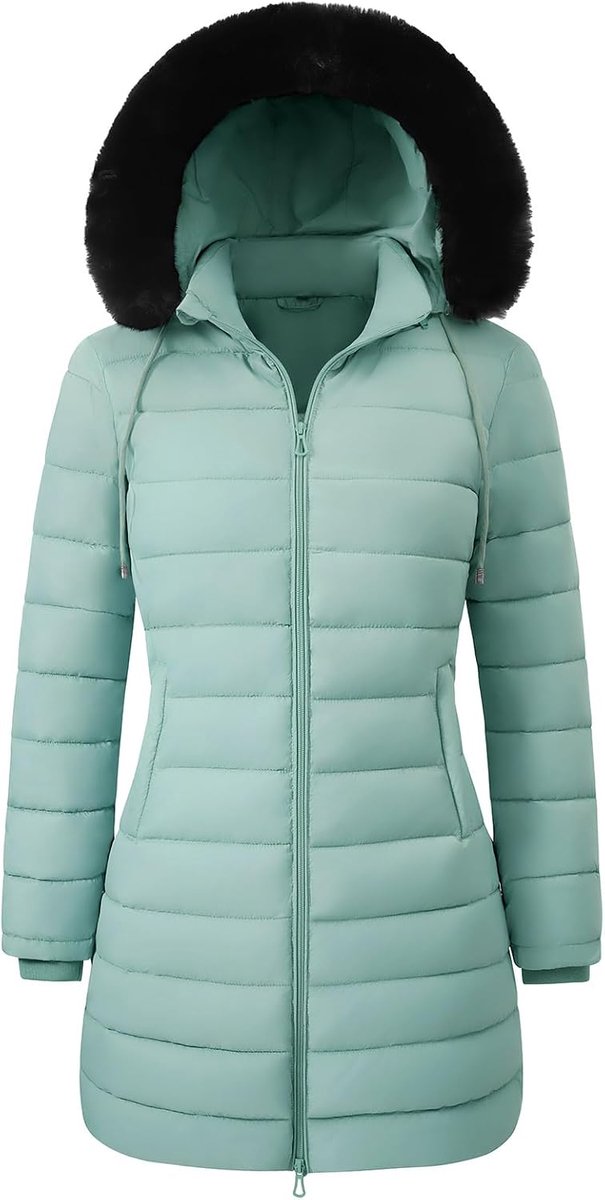 Jassen fleece gevoerde dames gewatteerde jas rits up puffer jas waterafstotende gewatteerde jassen warme casual outdoor dikke parka met imitatiebont afneembare capuchon