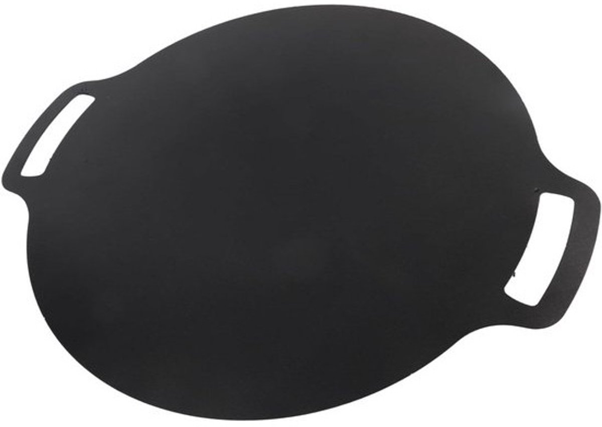 Grillplaat Rond - Bakplaat Buiten - Koken op Gas - Natuurlijke Anti-aanbaklaag - 38 cm - Zwart