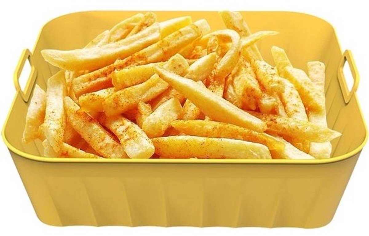 Generic Siliconen airfryer mand, siliconen coating voor airfryer met handvat, vervanging voor perkamentpapierinzetstukken, siliconen schaal voor friteuse