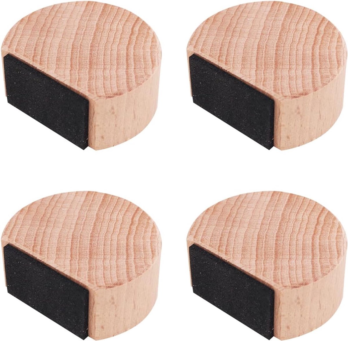 Dailygoods- Deurstop Houten - Deurstoppers voor Binnen - Zelfklevend - Anticollision - Geluidsreductie - 4 Stuks - 4,5 x 4,2 x 1,6 cm - Deurbuffer