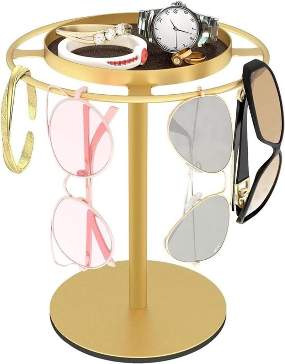 Bril Display Rek - Zonnebril Houder - Opslag Brillen - 360 Graden Rotatie - 20 cm Hoog - Goud