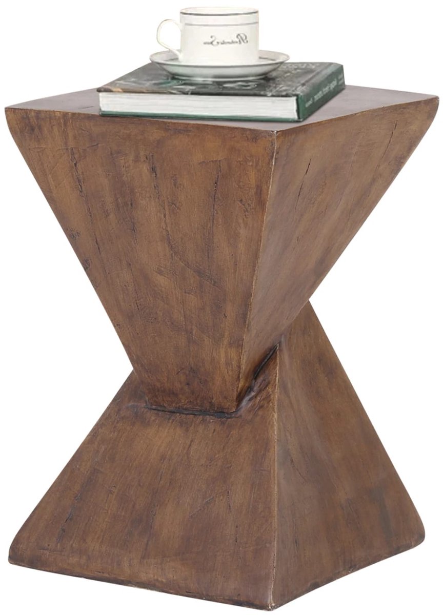 Klarven Bijzettafel Rond - Betonnen Bijzettafel - Bijzettafel Buiten - Bijzettafel Bank - Bijzettafel Tuin - Modern geometrisch design - Lichtgewicht beton - Ook als nachtkastje of kruk - B30,5xd30,5xh46cm Bruin