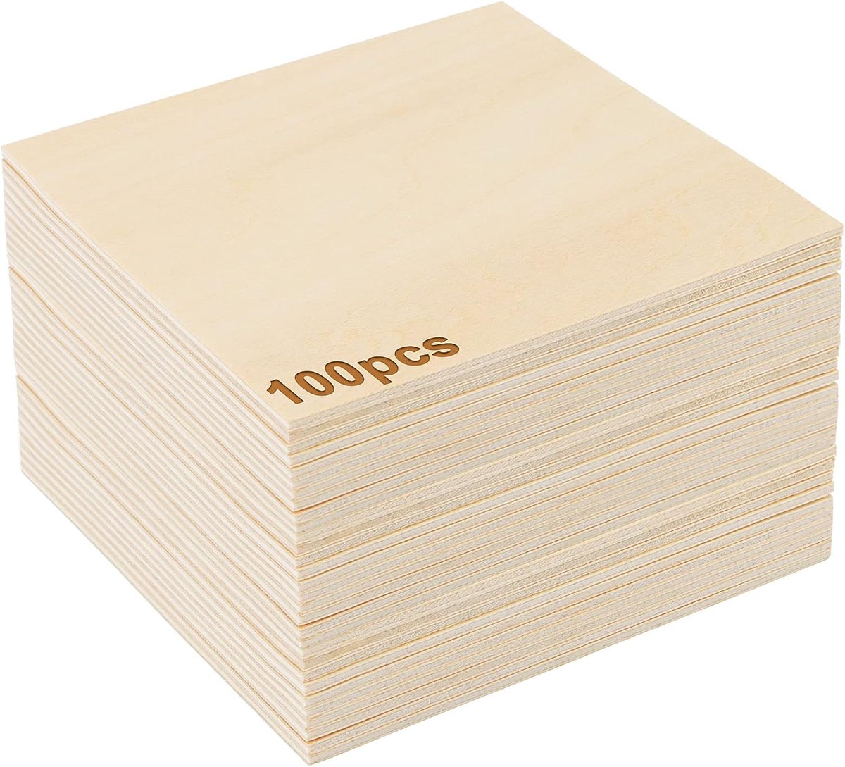 Dailygoods- Houten Platen 100 stuks 100 x 100 x 2 mm - Ambachtelijke Houten Platen - Ongefinished Hout - Voor Doe-Het-Zelf Projecten - Voor Modelbouw