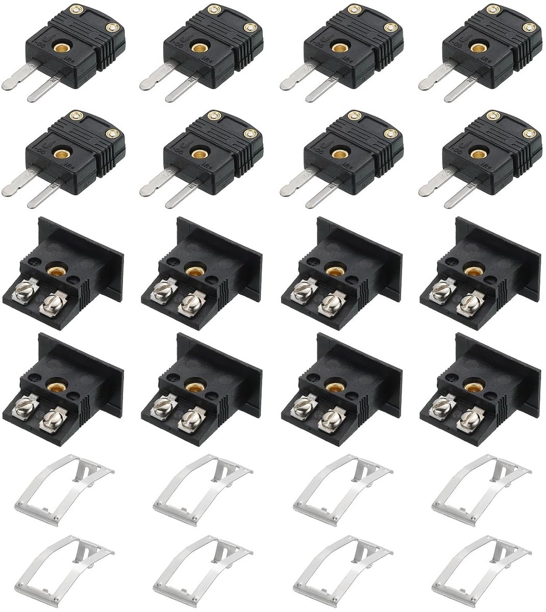 Aansluitingen voor thermokoppeldraad type J-stekker met mini-aansluiting voor montage op panelen 220 °C voor thermoelementsensor 8 sets