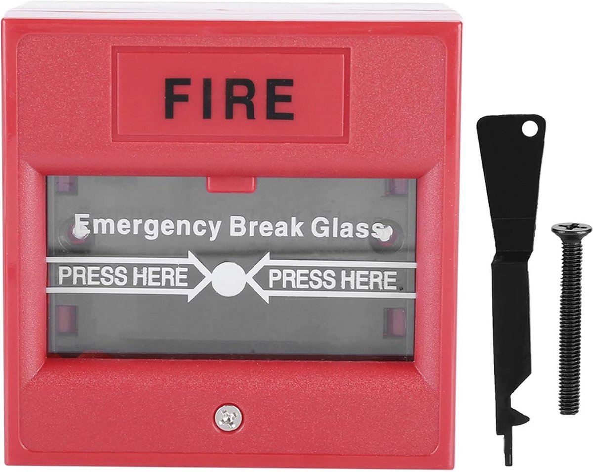 Dailygoods - Deur Nooduitgang - Brandalarm Knop - Veiligheidsglas Ontgrendeling - Noodalarm Schakelaar - Thuis en Zakelijk - Brandveiligheid