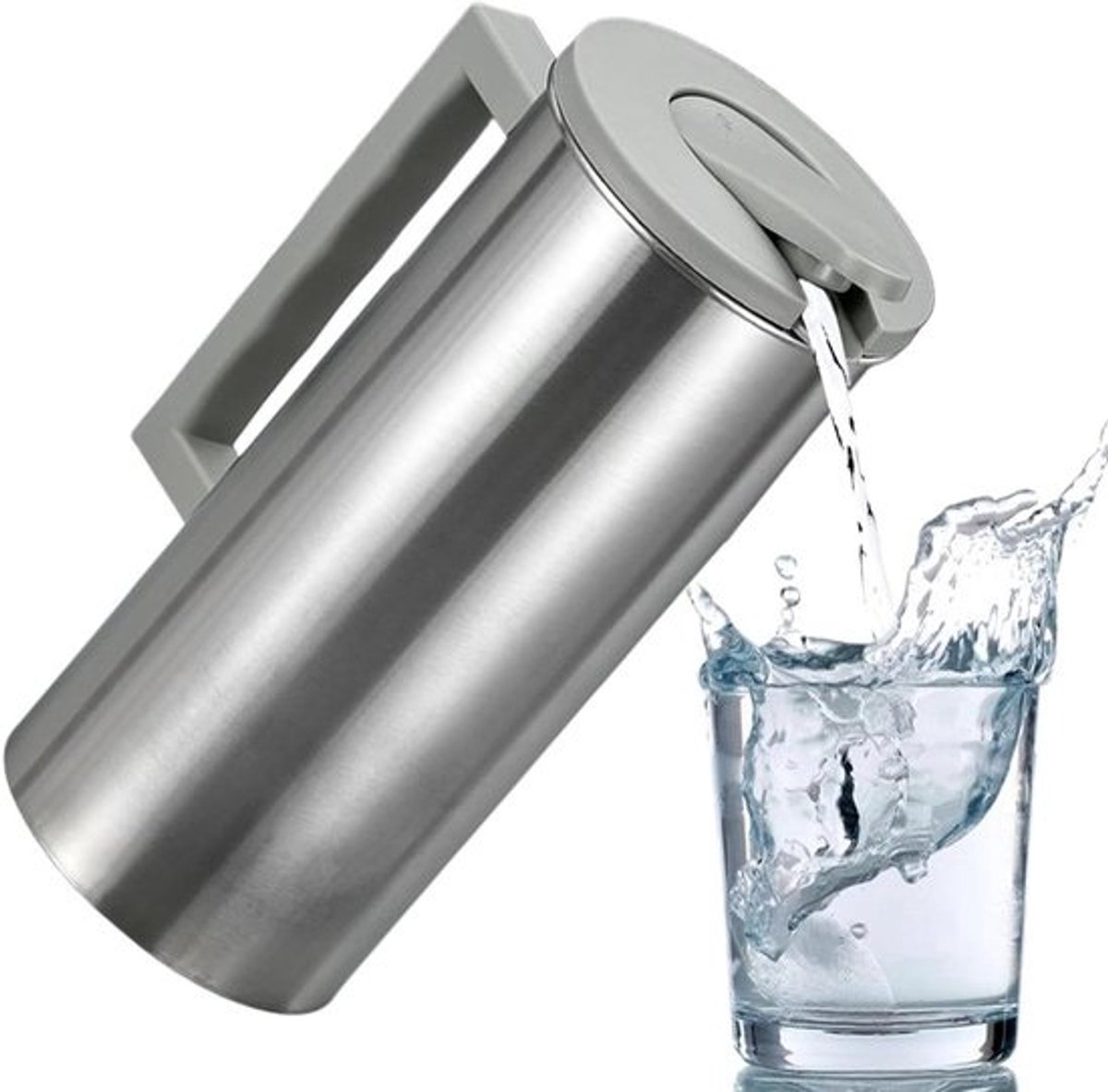 Koffiekan Met Deksel - Drankdispenser Schenkkan - Koude Dranken Serveren - Zelfnivellerend - 23 cm Hoog - Zilver