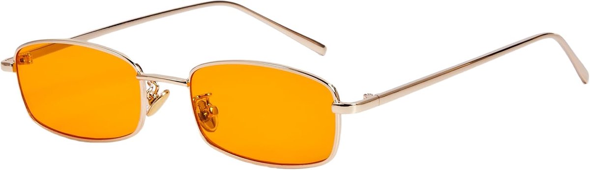 rechthoekige zonnebril retro slank metalen frame glazen vintage rechthoekige snoepkleur zonnebril