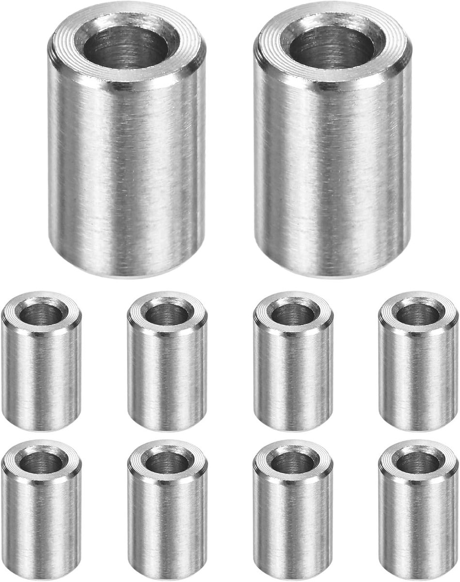 METERXITY 10 STKS M4 304 Rvs Spacers 4mm ID x 8mm OD x 12mm l Metalen Schroef Standoff Bus Plain Finish Ronde Spacer 304 Rvs voor Schroeven Bouten Zilver