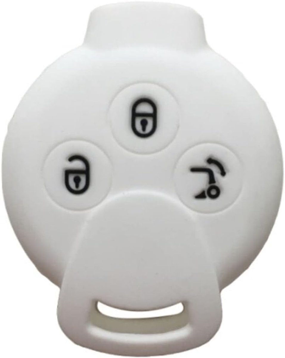 Siliconen hoes voor Smart 451 453 3 knoppen Flip, Car Key Cover Smart 451 453 Flip (wit, Smart 451)