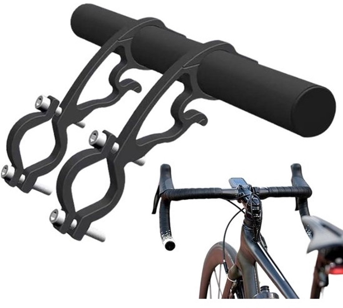 Stuurverlenger Scooter - Stuurverhoger Fiets - Accessoires Monteren - Lichtgewicht Aluminium - 30 cm - Zwart