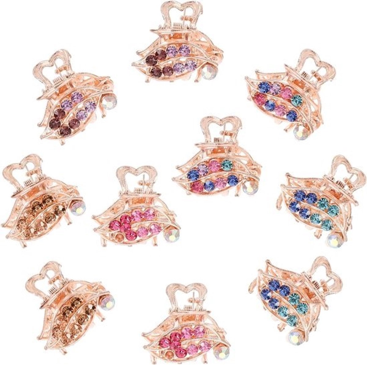 Mini Haarklemmetjes - Kleine Haarclips Kristal - Haar Stijlen - Antislip Ontwerp - 2.6 x 2.1 cm - Diverse Kleuren