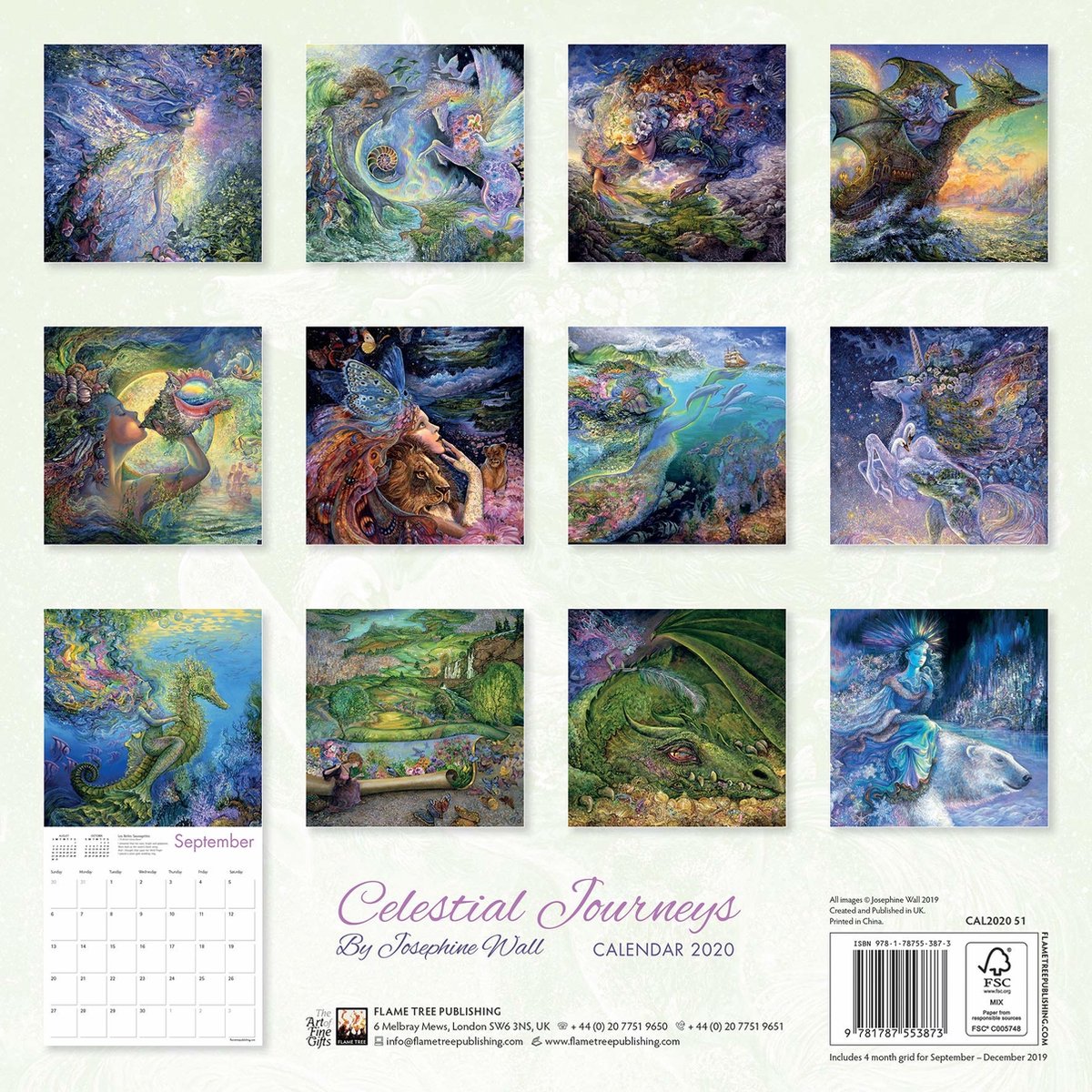 Celestial Journeys by Josephine Wall Wall Calendar 2020 (Art Calendar