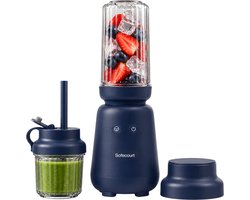 Safecourt Kitchen PureBlend - 1000W Smoothie maker - BPA vrij - inclusief to-go drinkdeksel + rietje- Premium Tritan blendbekers - Blauw