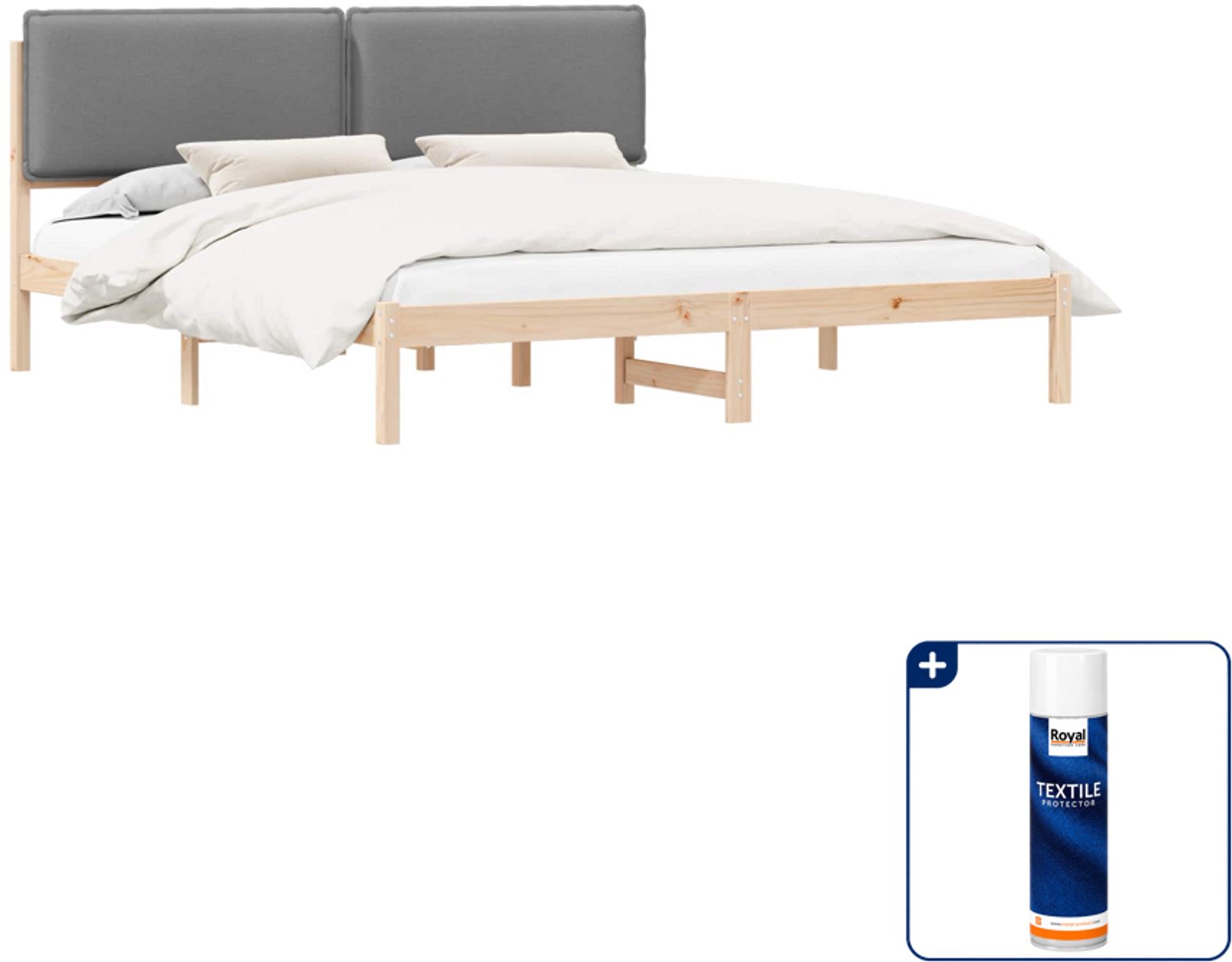 vidaXL bedframe - 200 x 200 cm - lichtgrijs - Inclusief textielbeschermer 500 ml Bruin