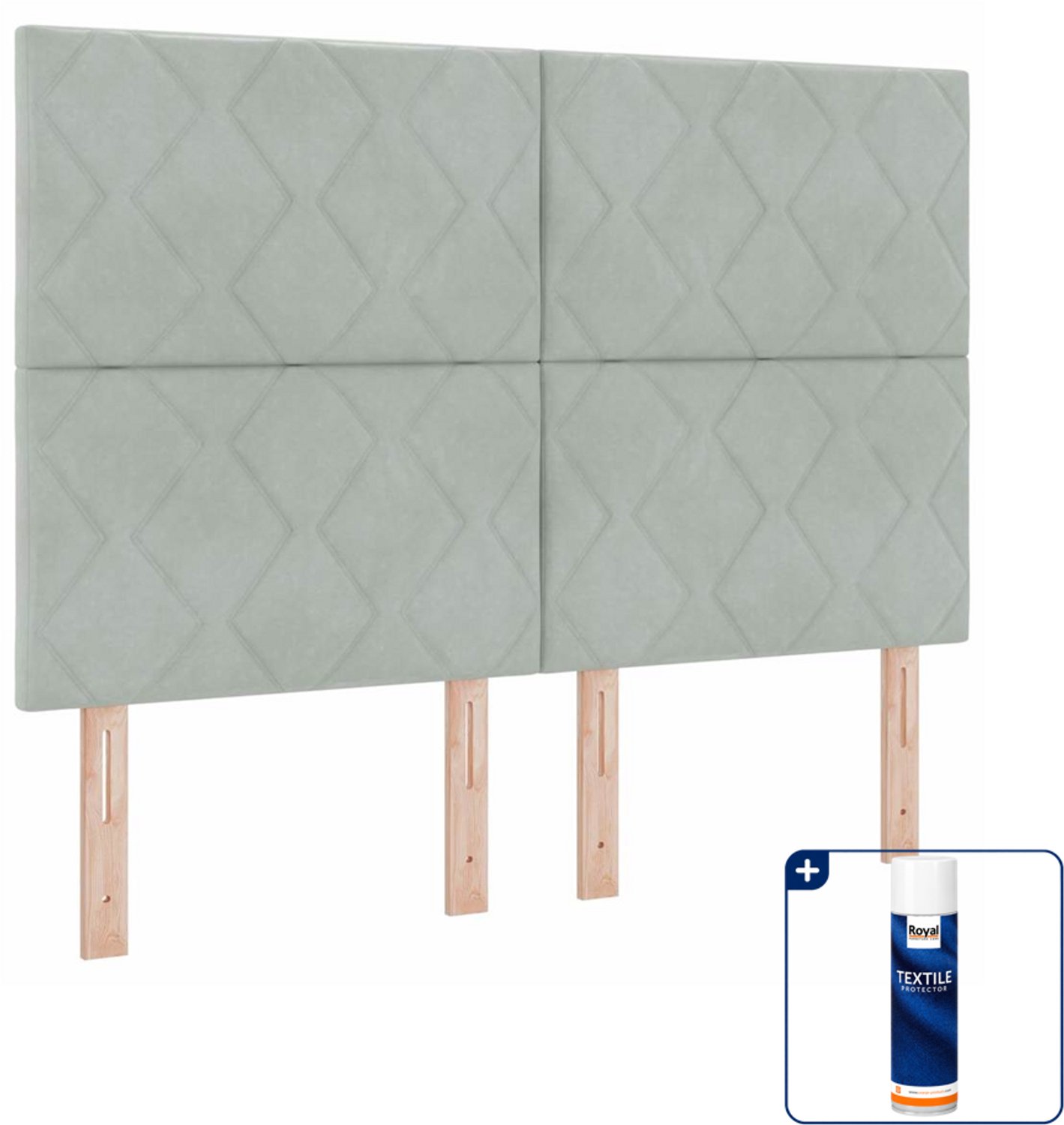 vidaXL LED boxspring Queensize - 160 x 200 cm - lichtgrijs - Inclusief textielbeschermer 500 ml