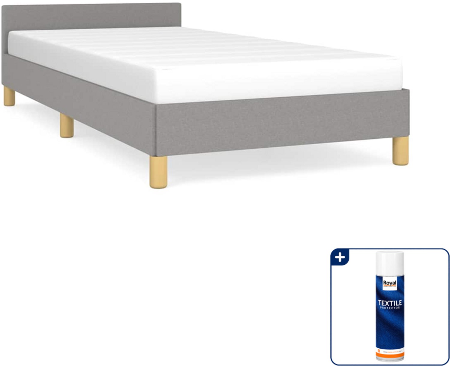 vidaXL bedframe - 90 x 190 cm - stof - lichtgrijs - Inclusief textielbeschermer 500 ml
