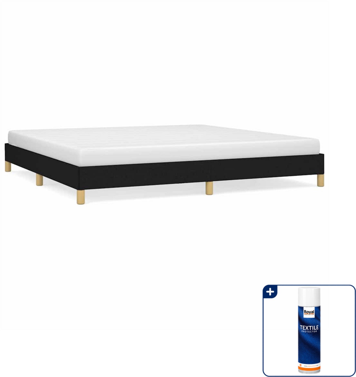 vidaXL bedframe - 200 x 200 cm - stof - zwart - Inclusief textielbeschermer 500 ml